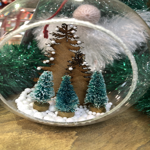 Glass Bauble x3 Green Trees